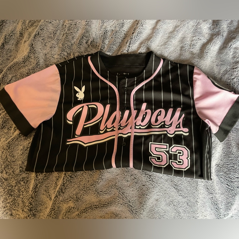 PLAYBOY Kids Black and Pink Striped Jersey - Picture 4 of 10